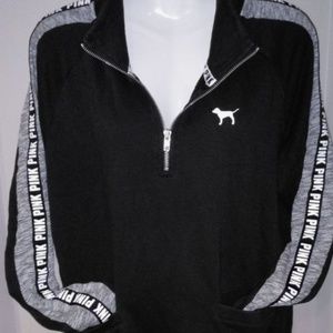 Pink Victoria's Secret Black & Grey Quarter Zip Sweater